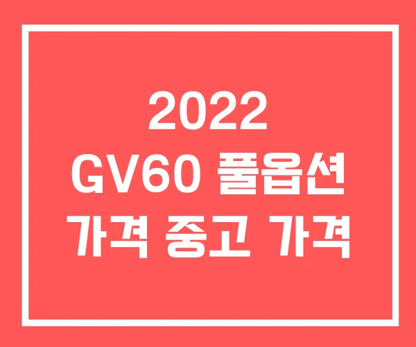 2022 GV60 풀옵션 가격 중고 가격