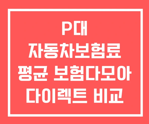 P대 자동차보험료 평균 보험다모아 다이렉트 비교