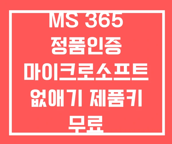 MS 365 정품인증 마이크로소프트 없애기 제품키 무료