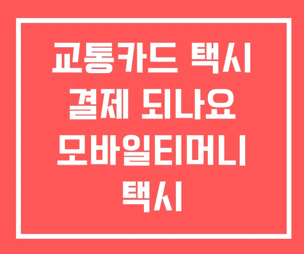 교통카드 택시 결제 되나요 모바일티머니 택시