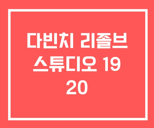 다빈치 리졸브 스튜디오 19 20 다빈치 리졸브 스튜디오 19 20