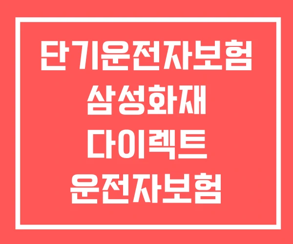 단기운전자보험 삼성화재 다이렉트 운전자보험