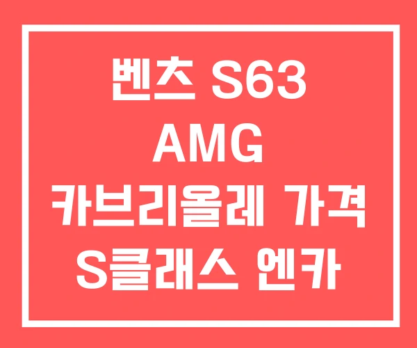 벤츠 S63 AMG 카브리올레 가격 S클래스 엔카