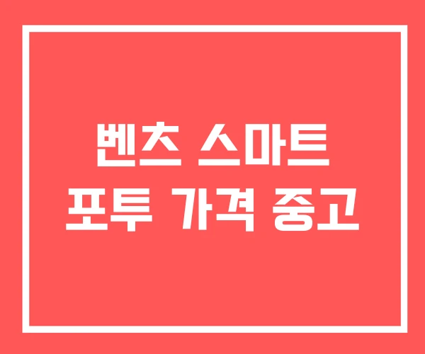 벤츠 스마트 포투 가격 중고 벤츠 스마트 포투 가격 중고