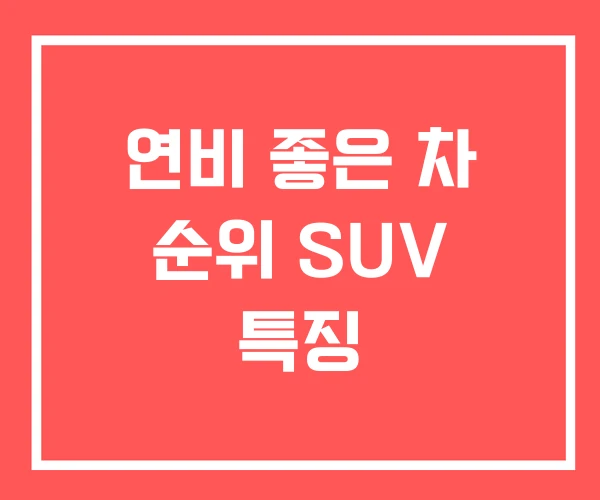 연비 좋은 차 순위 SUV 특징 연비 좋은 차 순위 SUV 특징