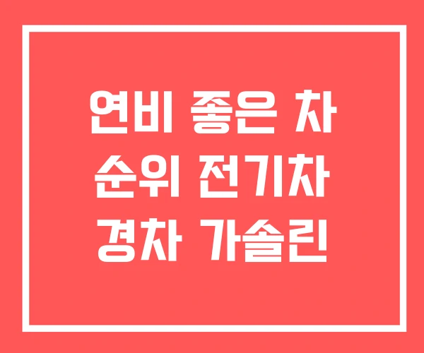 연비 좋은 차 순위 전기차 경차 가솔린 연비 좋은 차 순위 전기차 경차 가솔린