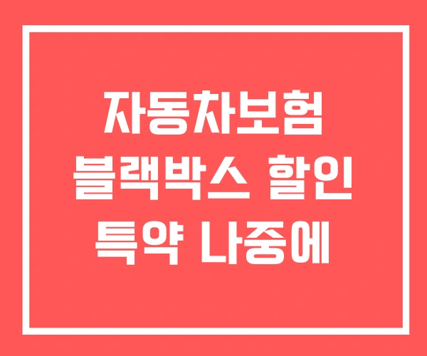 자동차보험 블랙박스 할인 특약 나중에 자동차보험 블랙박스 할인 특약 나중에