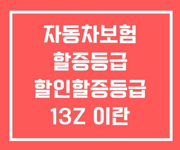 자동차보험 할증등급 할인할증등급 13Z 이란