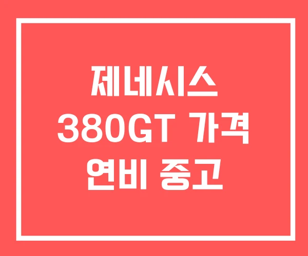 제네시스 380GT 가격 연비 중고