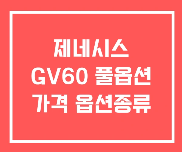 제네시스 GV60 풀옵션 가격 옵션종류 제네시스 GV60 풀옵션 가격 옵션종류