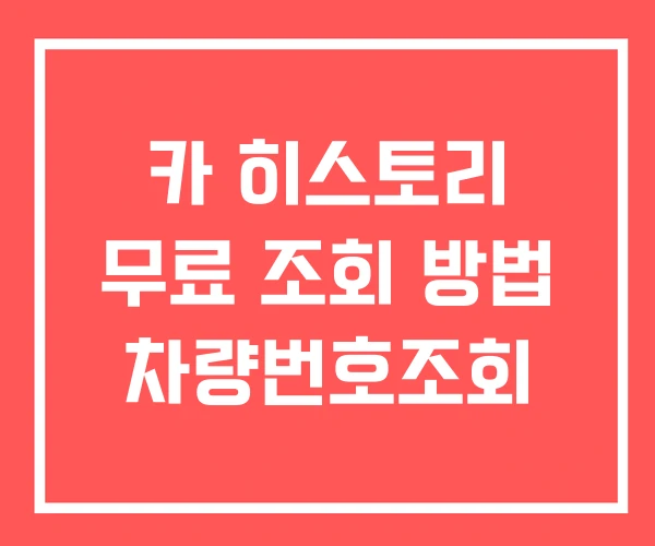 카 히스토리 무료 조회 방법 차량번호조회 카 히스토리 무료 조회 방법 차량번호조회