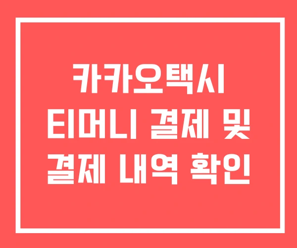 카카오택시 티머니 결제 및 결제 내역 확인 카카오택시 티머니 결제 및 결제 내역 확인