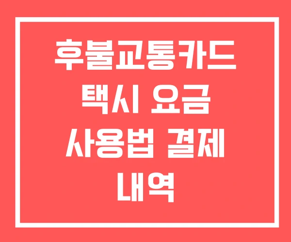 후불교통카드 택시 요금 사용법 결제 내역