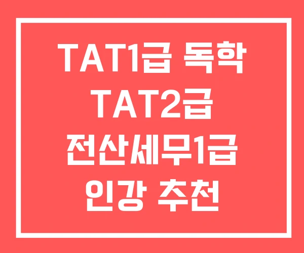 TAT1급 독학 TAT2급 전산세무1급 인강 추천