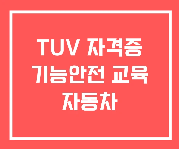 TUV 자격증 기능안전 교육 자동차