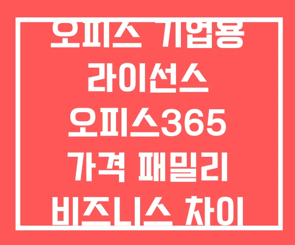 오피스 기업용 라이선스 오피스365 가격 패밀리 비즈니스 차이